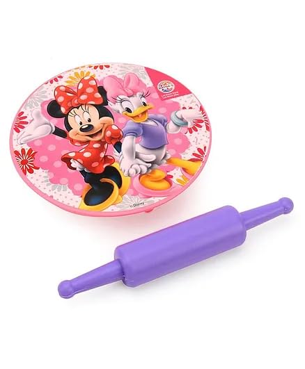 Toy Vibes Plastic MinnieMouse Chakla Velan Set (Multi Color)