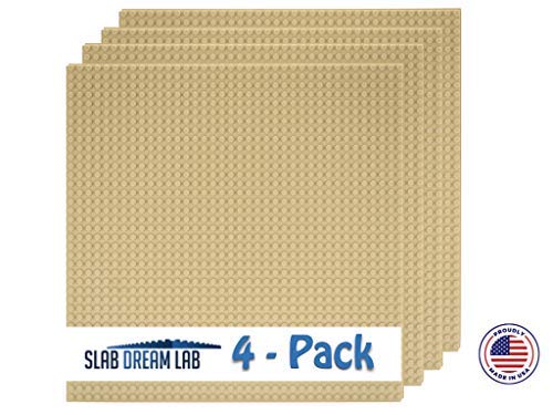 Slabdreamlab 12''X12'' Slab Lite Baseplate For All Major Building Bricks And Blocks (Sand, 4-Pack)