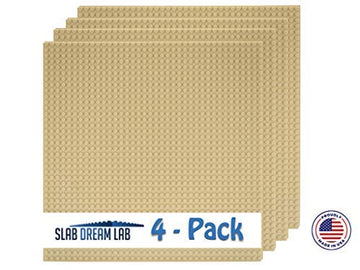 Slabdreamlab 12''X12'' Slab Lite Baseplate For All Major Building Bricks And Blocks (Sand, 4-Pack)