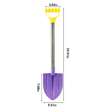 Dsmile 2 Pack Beach Shovels for Kids, 24.4 Inch Long Sand Shovels Gardening Tools Snow Shovel Sturdy Stainless Steel Handle ABS