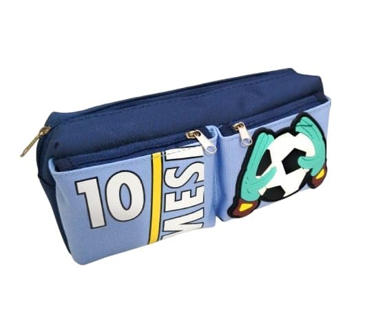 CLICKETY CLACK Tripple Zipper Soccer Player Football Design Pencil Pen Case/Sports Theme Stationery Pouch for Kids/Multiutility 