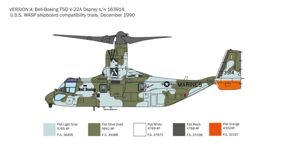 Italeri -1463 V-22 A Osprey, 1:72 Scale, Model Kit, Plastic Model to Assemble, Modeling, Grey, IT1463