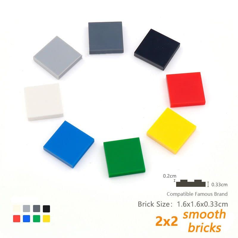 Classic Tiles Block Bulk, Brown Tiles 2X2, Building Tiles Flat 100 Piece, Compatible With Lego Parts And Pieces: 2X2 Brown Tiles(Color:Brown)