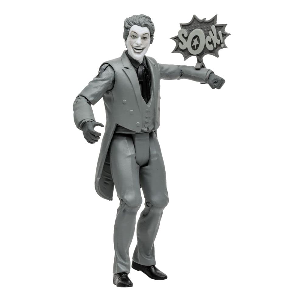 Mcfarlane Toys, Dc Multiverse, 5-Inch Dc Retro The Joker (Black And White) Action Figure With Action Word Bubbles, Collectible Dc Retro 1960'S Tv Figure – Ages 12+