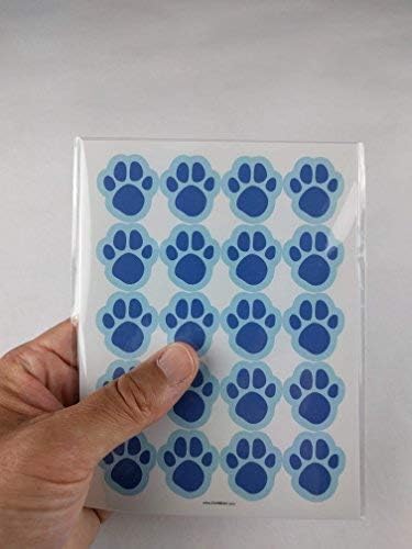 Sahm Blue Paw Print Stickers - 120 Dog Cat Animal Paws 1 Inch Small For Boy Or Girl - Great For Birthday Party Favors - Clues -