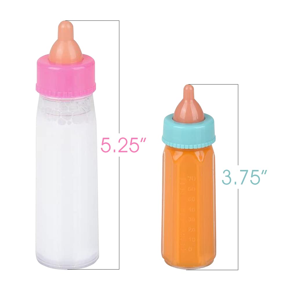Artcreativity Magic Baby Bottles, Set Of 4, Includes 2 Juice And 2 Milk Baby Doll Bottles With Disappearing Liquid, Baby Doll Ac