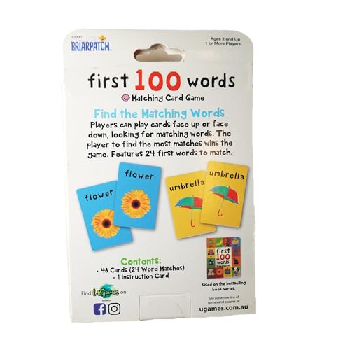 Briarpatch, First 100 Words Matching, Kids Early Learning Card Game Activities, Travel Game For Preschoolers And Family, Ages 2+