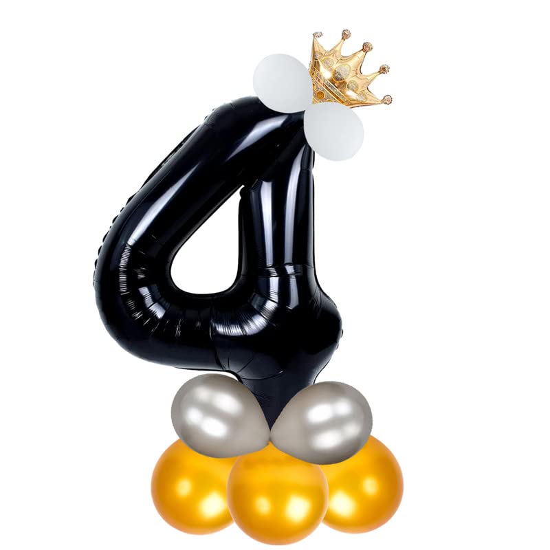 Shopperskart Black 32 Inches Numbers 4 Shape Large Big Foil Helium Balloons For Party Decorations In Happy Birthday Anniversary 