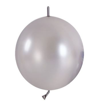 In-Jooyaa 12 Inch Pearlescent Silver Link Balloon 60 Pcs Quick Linkable Balloon For Party Decoration