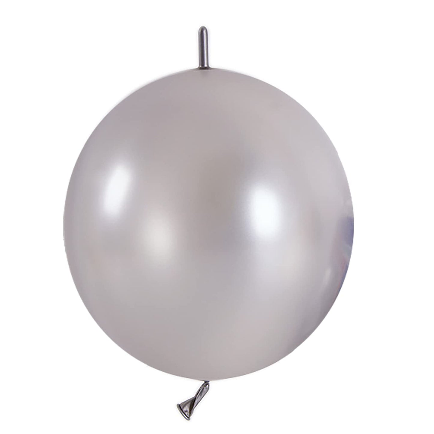 In-Jooyaa 6 Inch Pearlescent Silver Latex Link Balloon 100 Pcs Quick Linkable Balloon For Party Decoration
