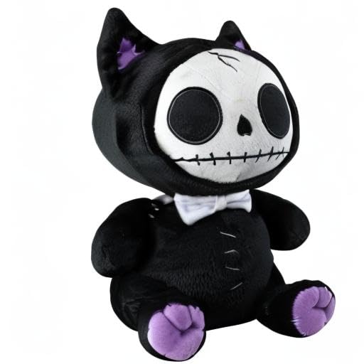 Summit Collection Furrybones Black Cat Mao Mao Wearing White Bow Tie Plush Doll