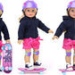 Sophia'S Palm Tree Skateboard, Helmet And Knee Pads Set 18' Dolls, Multicolor