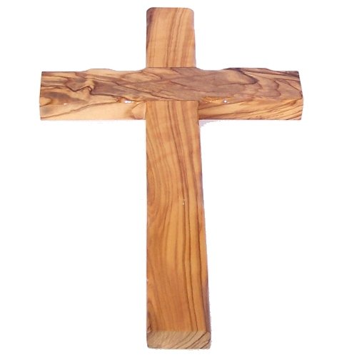 Simple Olive wood Cross from the Holy Land - Stamped with Jerusalem on back (25 cm or 10 inches)