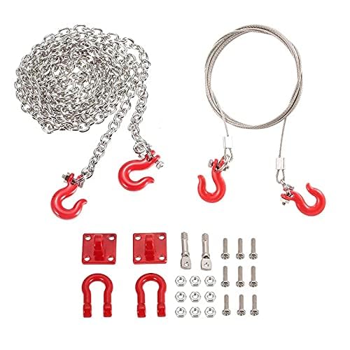 Tow Hook Trailer Chain for 1:10 RC Car Crawler, Tow Hook Steel Tow Rope,U Shaped Rescue Tow Hook for Traxxas Trx4 Axial Scx10 Wr