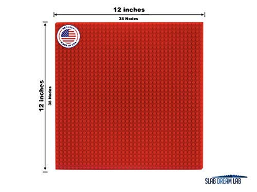 Slabdreamlab 12'X12' Baseplate For All Major Building Bricks And Blocks (Flame Red, 4-Pack)