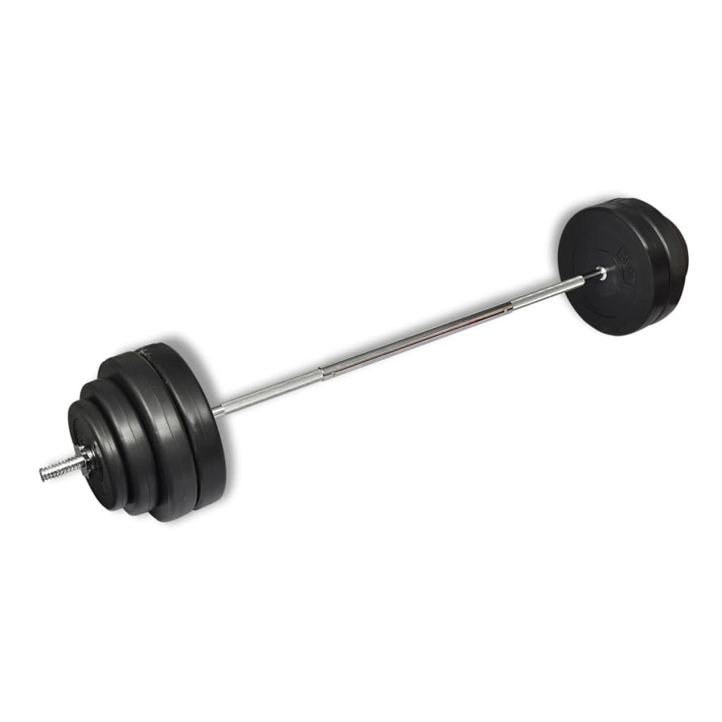 vidaXL Barbell Set with Plates and Grip Handles - 132 lb Weight Set for Home or Personal Training Centers, Metal Construction