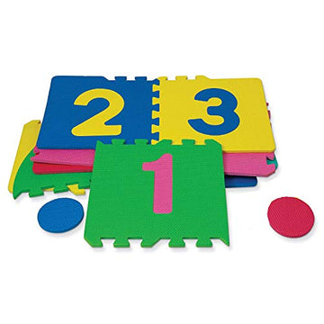 Hopscotch Playmat Foam Interlocking Puzzle Floor Mat - 10 Large Number Tiles (12' By 12' Square Blocks)