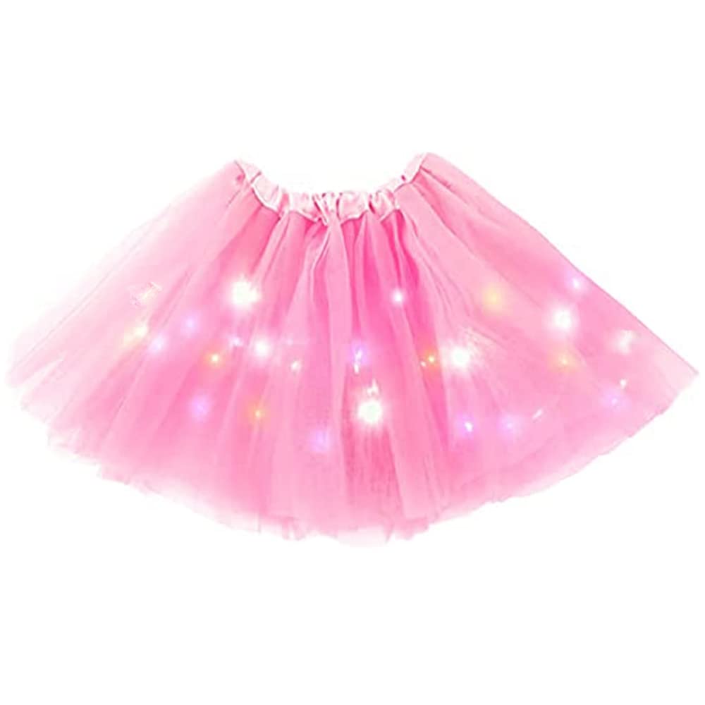 Bybyseno Girl Tutu Skirt, Light Up Led Ballet Tutu Skirt 2-6 Years Fluffy Ballet Dress Up Costume For Kids Party 3-Layer Multico