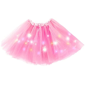 Bybyseno Girl Tutu Skirt, Light Up Led Ballet Tutu Skirt 2-6 Years Fluffy Ballet Dress Up Costume For Kids Party 3-Layer Multico