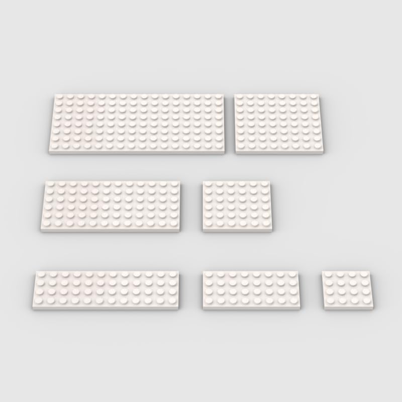 Classic Building Plate Assortment Pack, 50Pcs White Bulk Plates With 7 Size Building Plate Base Plate, Compatible With Lego Part
