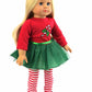 American Fashion World Candy Cane Tutu Dress Set for 18-Inch Dolls | Leggings Included |enhanced Quality & Trendy Design | Dolls Clothes | Outfit Fashions for Dolls for Popular Brands