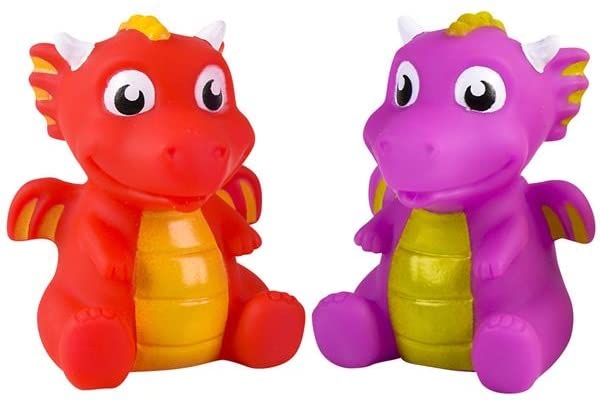 Rubber Dragon Toys | 12 Pack | 3 Inch Water Squirting Bright Colors