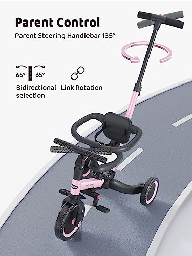 newyoo Tricycle for Toddlers 1-3, Christmas and Birthday Gift for Boy and Girl, Toddler Bike, 5 in 1 Kids Trike with Parent Pus