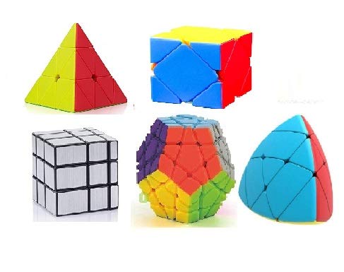 Toy Arena Best Deal Cubes Pack Megaminx, Silver Magic Mirror,Skewb, Pyramorphinx Triangle & Pyramid Triangle Shaped Puzzle Cube 