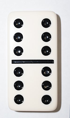 Chh Black/Cream Color Double 6 Jumbo Size Domino Tiles – Premium Set Of 28 Ivory Dominoes – Classic Family Game In Cardboard Box