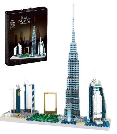 Yug Living Dubai Skyline Building Blocks Set, 3000+ Pieces, Burj Al Arab, Emirates Towers, Dubai Frame, Ages 6+
