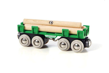 Brio World - 33696 Lumber Loading Wagon | 4 Piece Toy Train Set For Kids | Fsc-Certified Wooden Components | Ideal For Ages 3 And Up - Green