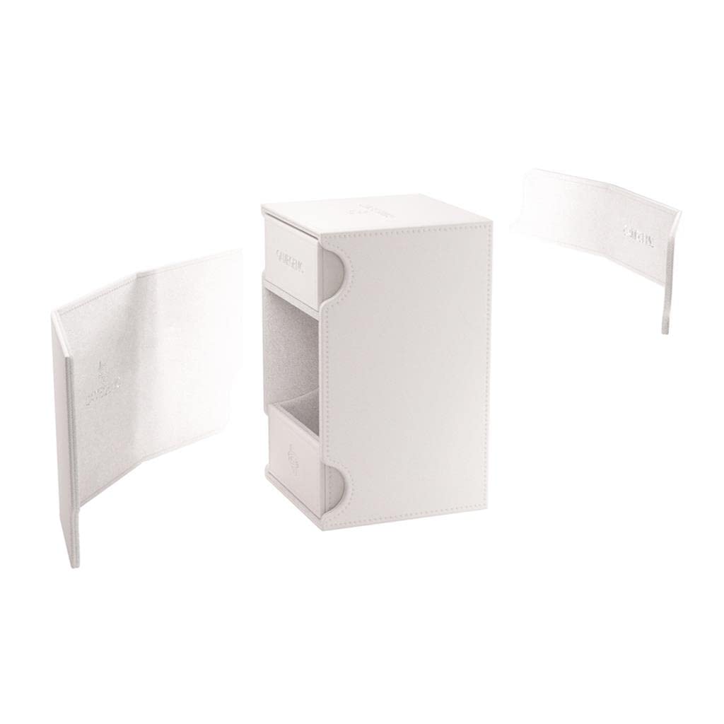 Watchtower 100+ XL Convertible Deck Box | Double-Sleeved Card Storage | Card Game Protector | Nexofyber Surface | Holds Up to 100 Cards | White Color | Made by Gamegenic (GGS20121ML)