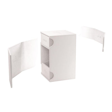 Watchtower 100+ XL Convertible Deck Box | Double-Sleeved Card Storage | Card Game Protector | Nexofyber Surface | Holds Up to 100 Cards | White Color | Made by Gamegenic (GGS20121ML)