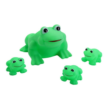 Baby Bath Toys 4Pcs Rubber Green Frog Family Squeak Float Bath Ducks Bath Tub Shower Toys For Toddlers Boys Girls