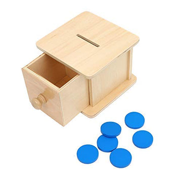 Adena Montessori Coin Box for Infants & Toddlers, Wood, Multi-color, Medium, Model I160CD, Ideal for 6-24 Months