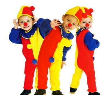 RASHRI ; One For All Unisex Halloween Joker Costumes Children circus clown Cosplay Kids droll Role play April Fool s Day Purim 