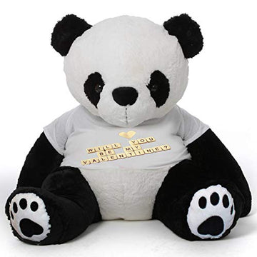 Click4Deal Big Teddy Bear 3 Feet Long Wearing A Be My Valentine T-Shirt ( Bear 91 Cm ) (Panda)