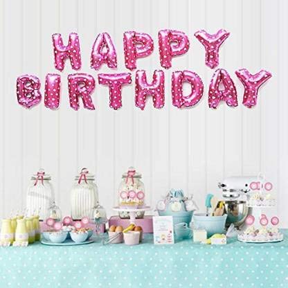 HK Balloons Happy Birthday Letters Foil Toy Balloons  (Pink)