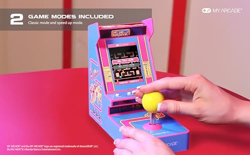 My Arcade Ms. Pac-Man Joystick Console - Mini Video Game, Portable, Pink, Model DGUNL-7074, Officially Licensed, 2 Game Modes