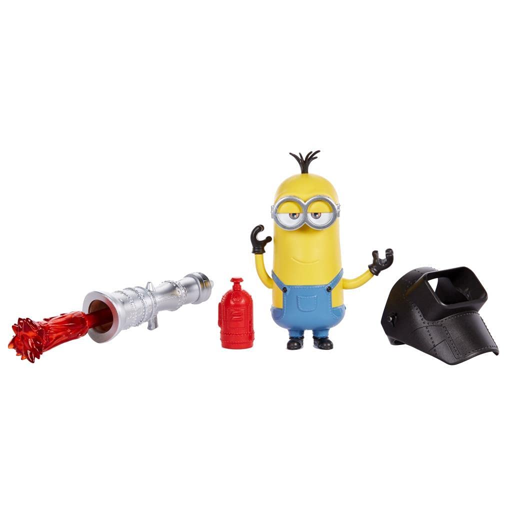 Minions Toys Rise Of Gru Kevin Action Figure Approx 4-In With Button Activated Flamethrower & Construction Accessories, Gift For Kids Ages 4 Years & Older