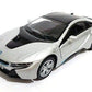 Kinsmart New 1:36 Display - Silver Color Bmw I8 Diecast Model Car