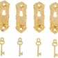 4 Set Gold 1/12 Miniature Door Knob Lock And Key Dollhouse Decoration Accessories