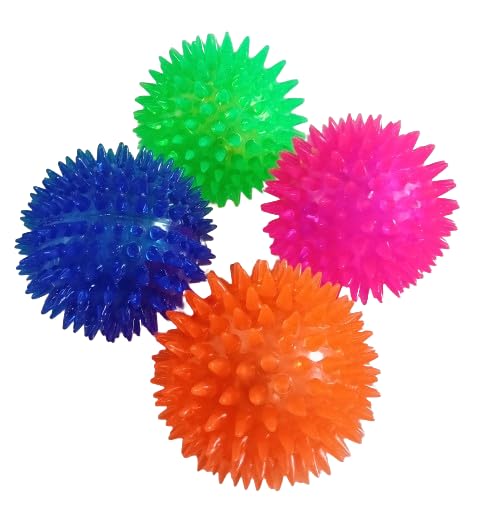 Zokcy (Pack Of 4) Lighting Squeeze Balls For Kids/In The Dark Led Balls Sensory Toy/With Led Flashing Light Soft Squeeze Relief 
