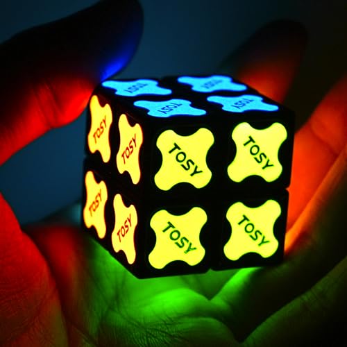 TOSY Magnet Cube 2x2 - 8 Blocks, 2 in 1 Toy: 2x2x2 Puzzle Cube and Customizable Infinity Cube, Glowing, UV Flashlight, Fidget/Se
