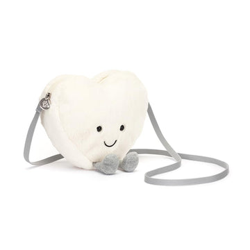 Jellycat Amuseables Cream Heart Plush Bag, 9 Inches | Crossbody & Shoulder Purse | Fun & Unique Handbag