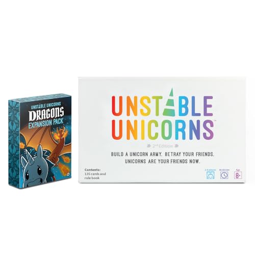Unstable Games - Unstable Unicorns Dragons Expansion Pack - Designed To Be Added To Your Unstable Unicorns Card Game