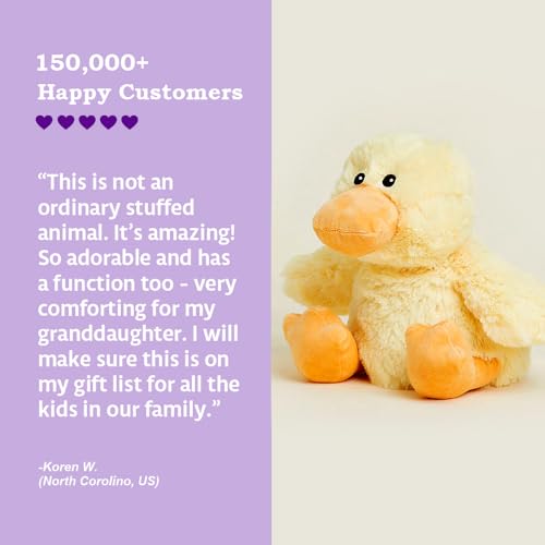 warmies Duck Microwavable Weighted Stuffed Animal Plushie - Yellow, 1 Count, Soft Polyester for Warmth & Comfort