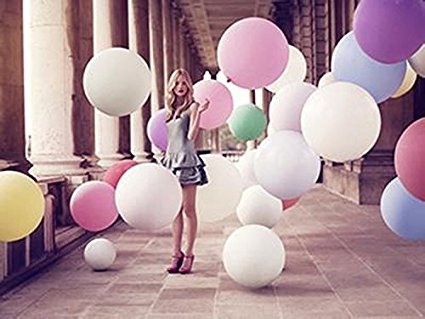 AnnoDeel 15pcs 36" Large Round Latex Balloons, Thick Rubber for Birthday, Wedding Party Decorations, Assorted Colors