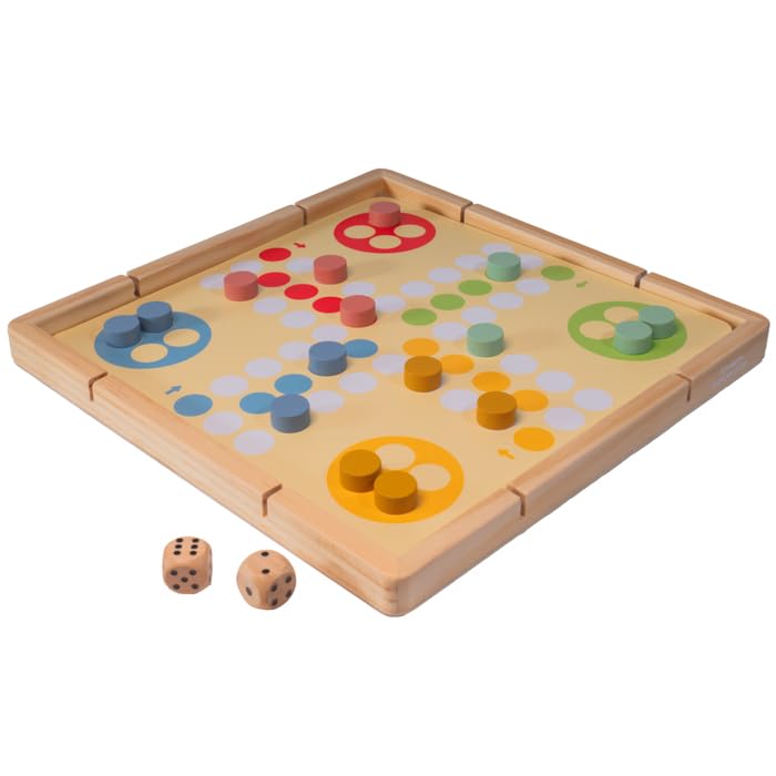 Neato Time To Play 8-In-1 Wooden Board Game Set - Chess, Checkers, Backgammon, Bowling, Sling Puck, Snakes And Ladders, Racing -