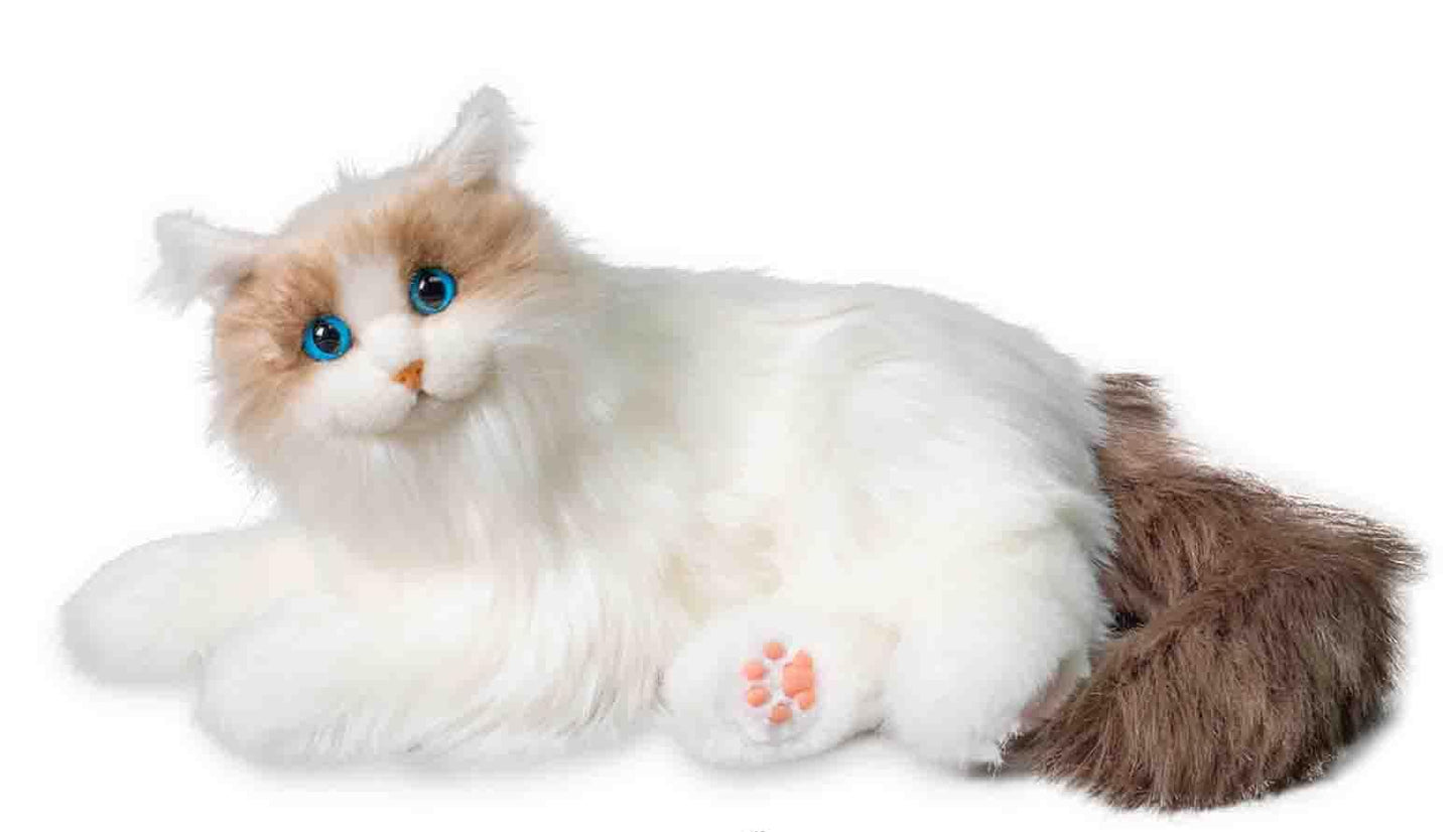 Chongker Interactive Companion Robot Cat Pets, Handmade Weighted Stuffed Animals, Cat Plush Toy With Voice Response, Realistic Heartbeat And Purring, Ragdoll Cat